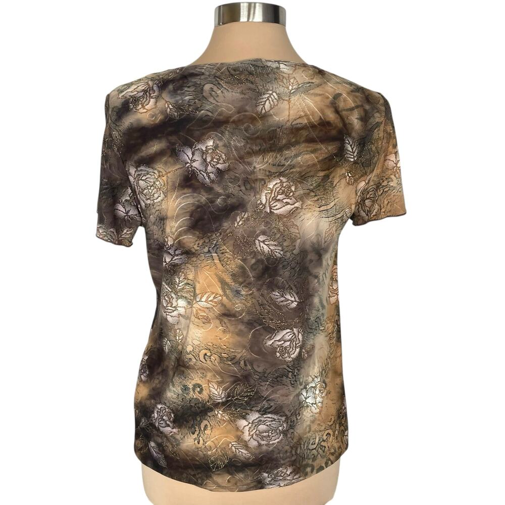 DressBarn Forest Fairy Floral Knit Top Women L Ruffle Metallic Fairy Grunge Y2K - Picture 5 of 10